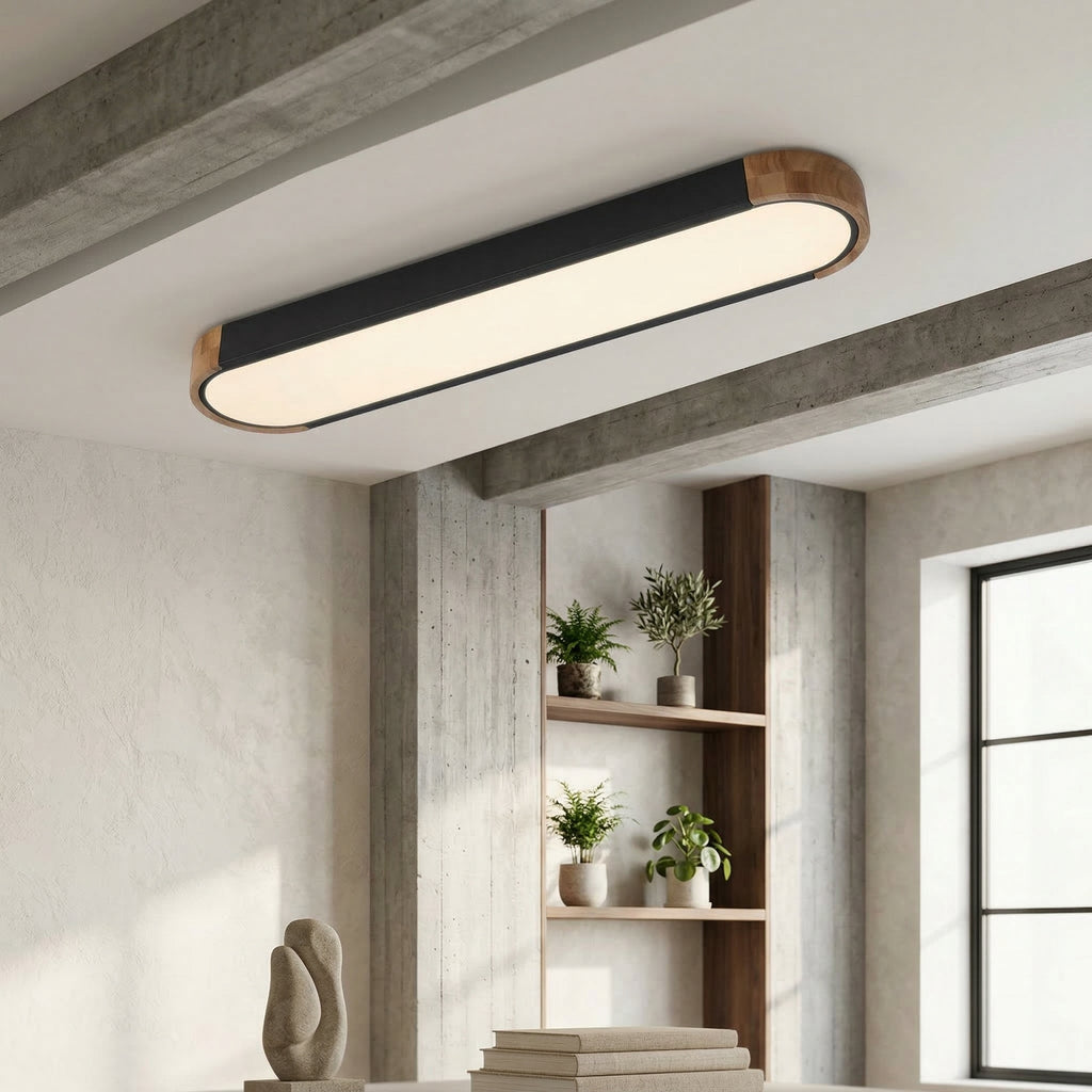 Elara Haus Japandi Luz de Techo Ovalada de Madera y Metal