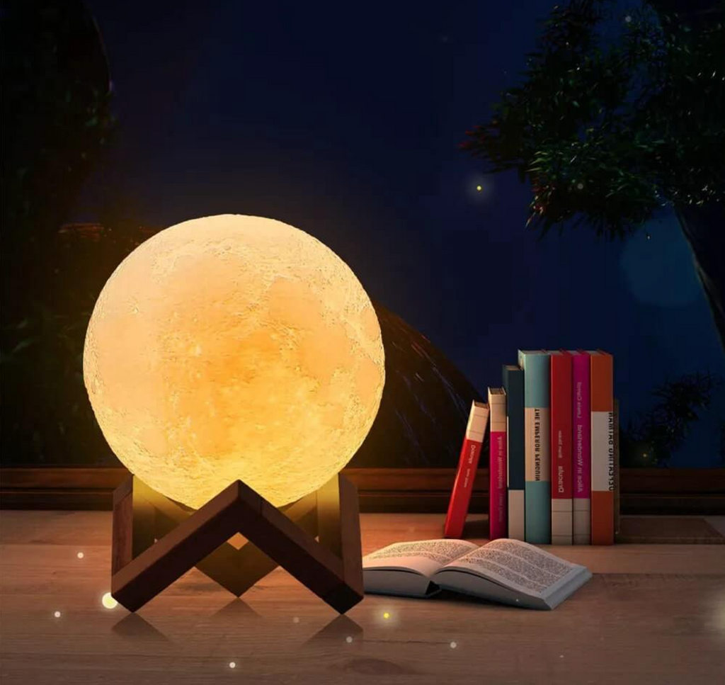 Lámpara LED Luna Elara Haus - Luz Nocturna Recargable Sin Cable, 16 Colores y Control Remoto