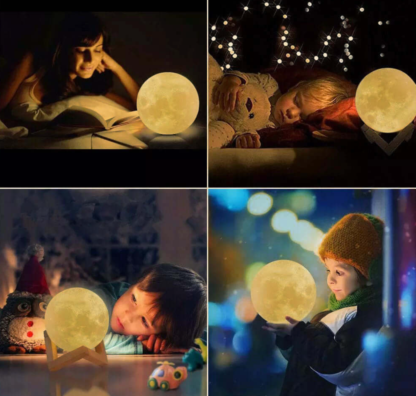 Lámpara LED Luna Elara Haus - Luz Nocturna Recargable Sin Cable, 16 Colores y Control Remoto