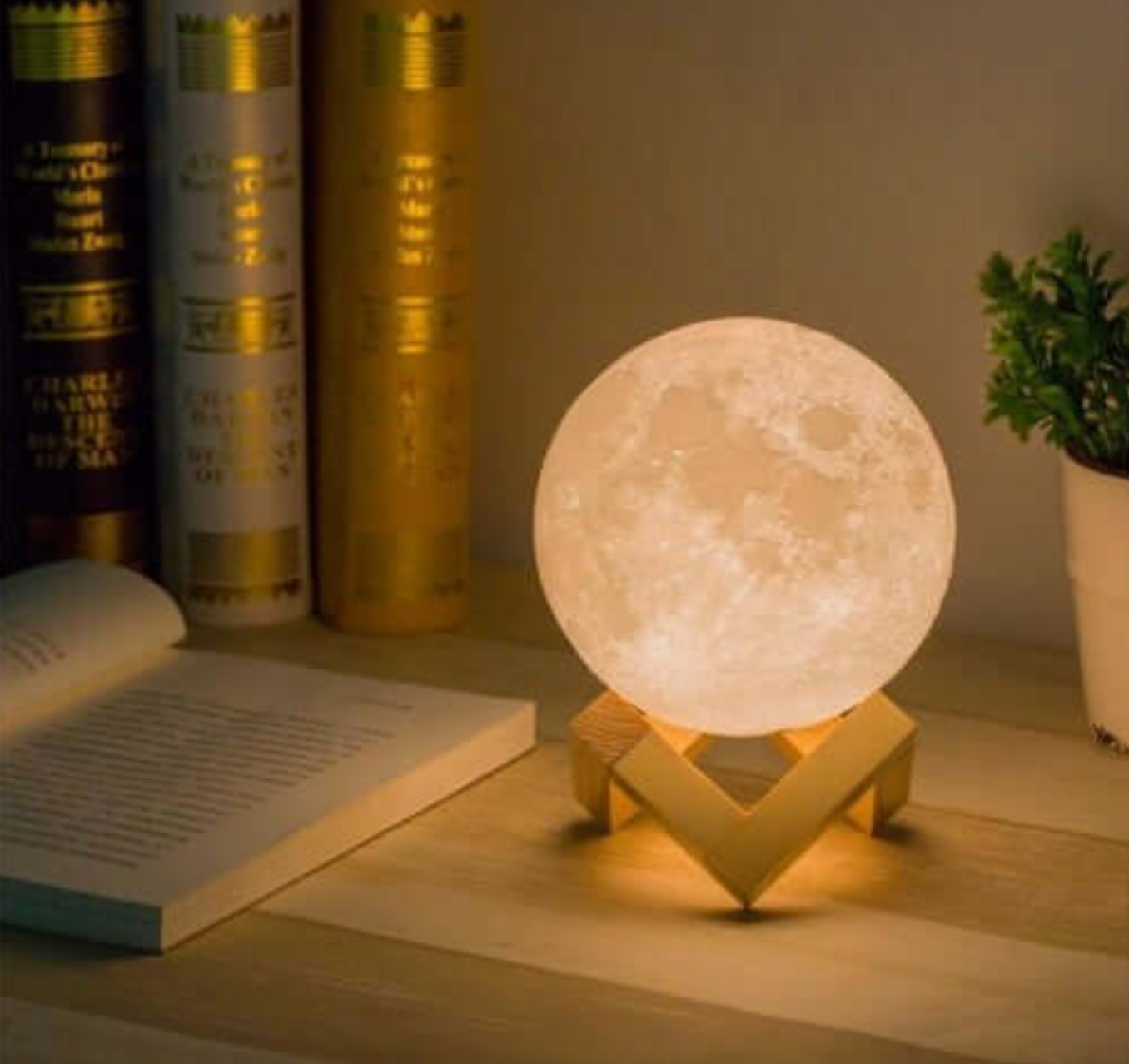 Lámpara LED Luna Elara Haus - Luz Nocturna Recargable Sin Cable, 16 Colores y Control Remoto