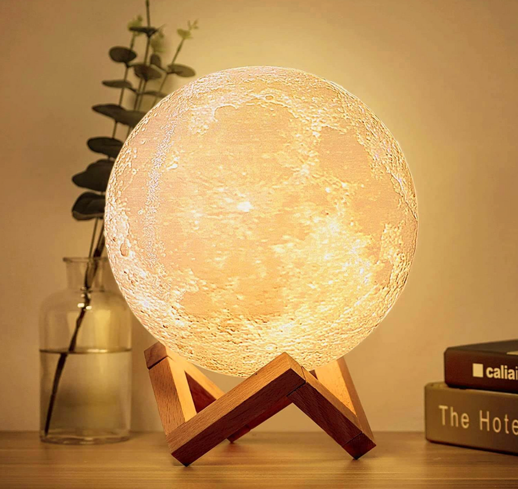 Lámpara LED Luna Elara Haus - Luz Nocturna Recargable Sin Cable, 16 Colores y Control Remoto