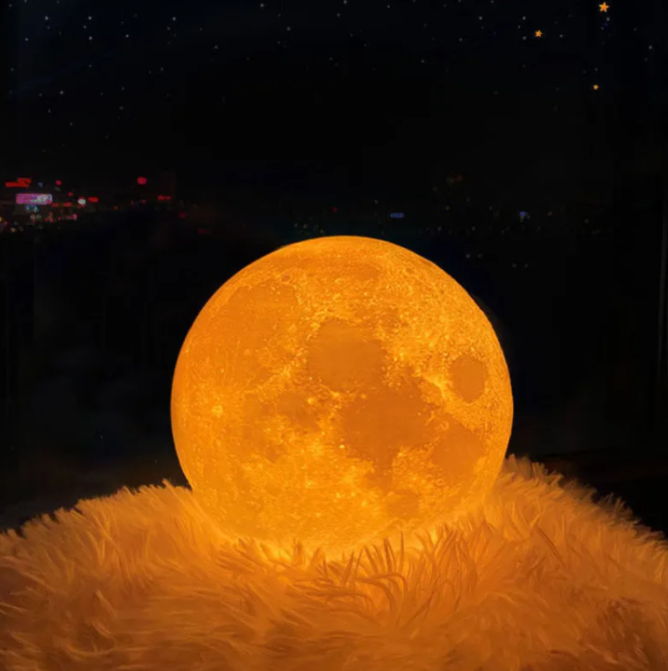 Lámpara LED Luna Elara Haus - Luz Nocturna Recargable Sin Cable, 16 Colores y Control Remoto