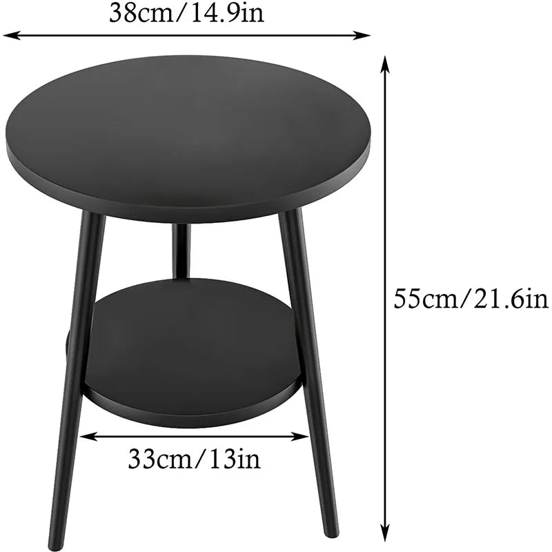Mesa de Acento Redonda Minimalista con Estante