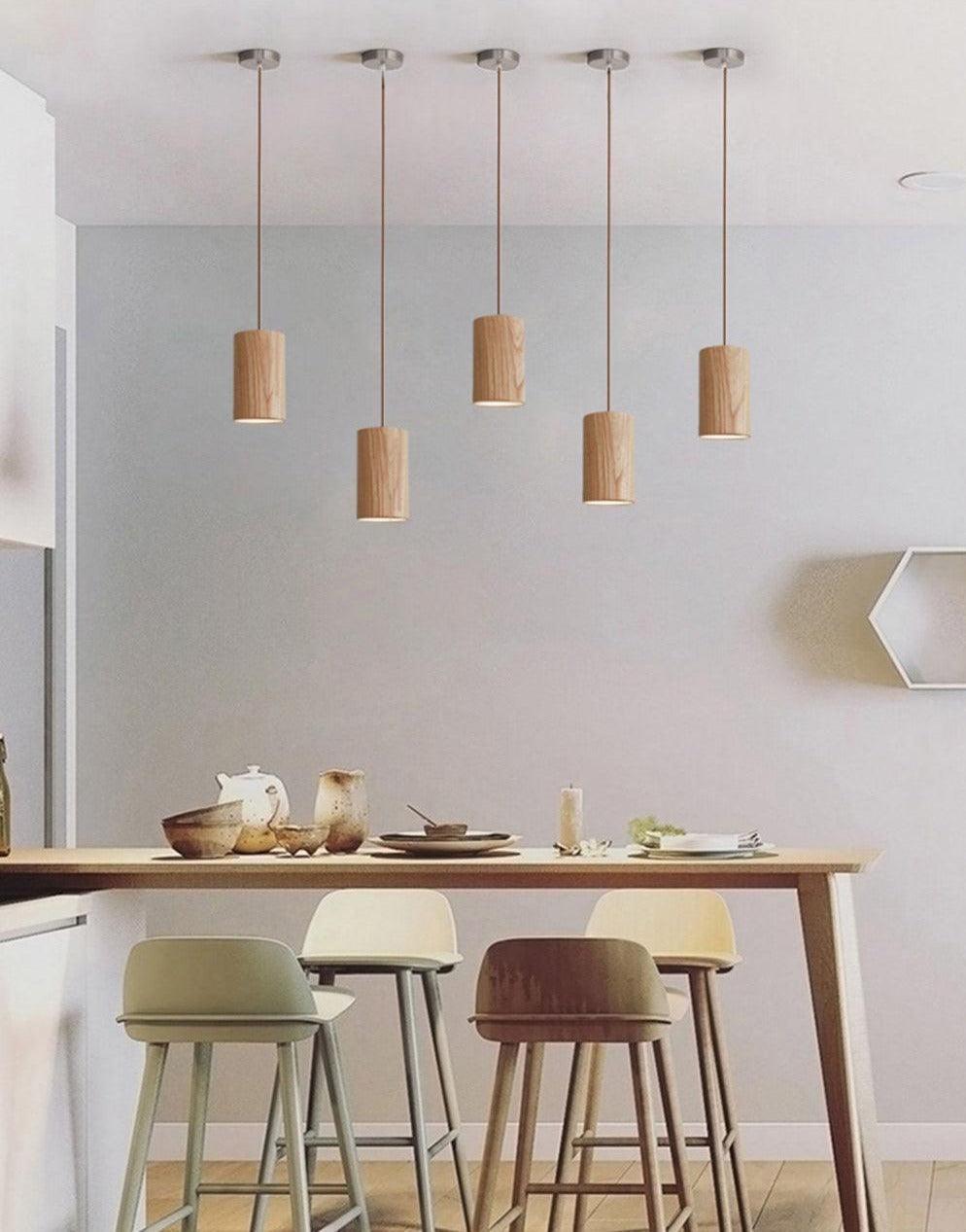 Elara Haus Lámpara Colgante de Cono de Madera Minimalista