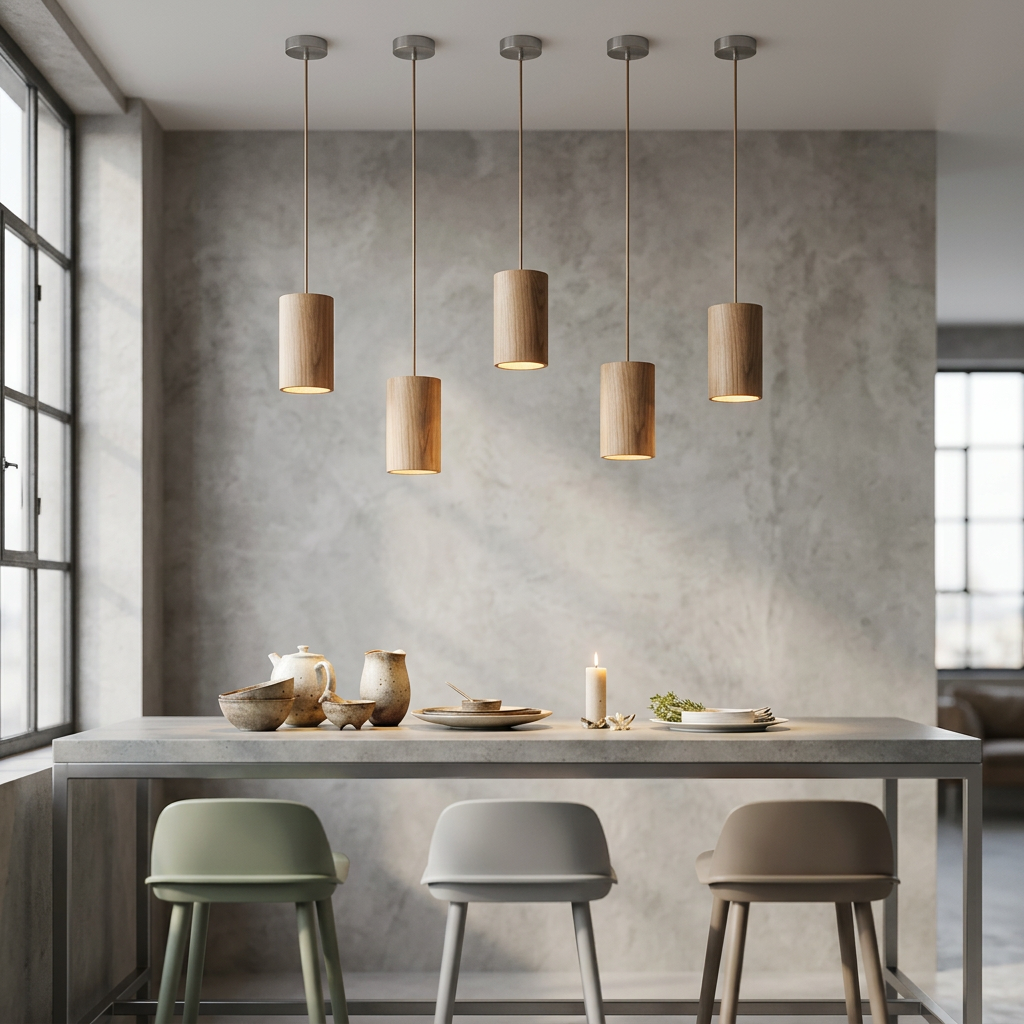 Elara Haus Lámpara Colgante de Cono de Madera Minimalista
