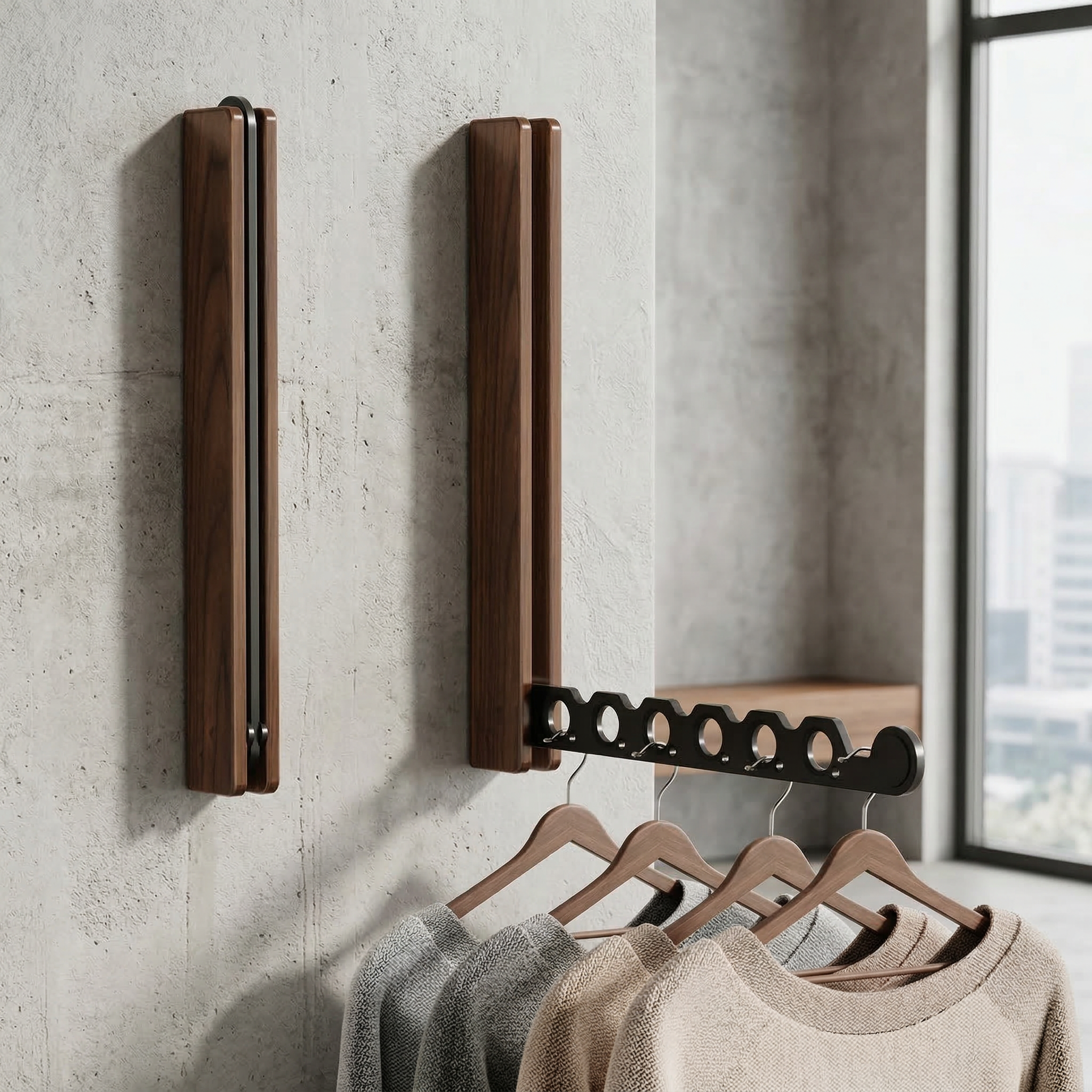 Elara Haus Modern Timber Collapsible Hanger Rail