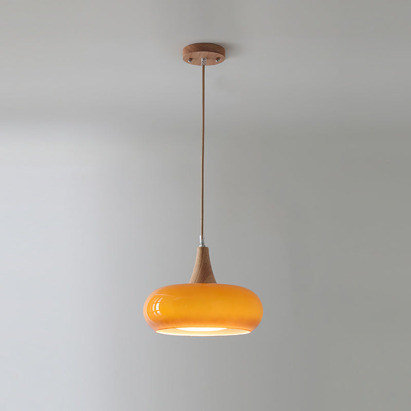 Elara Haus Lámpara Colgante de Vidrio y Madera Nórdica - Luz de Comedor Escandi