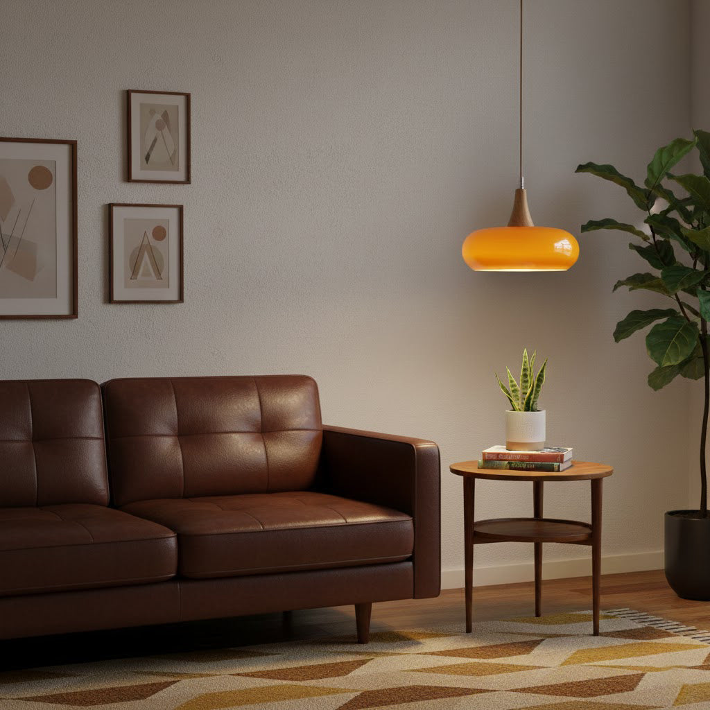 Elara Haus Lámpara Colgante de Vidrio y Madera Nórdica - Luz de Comedor Escandi