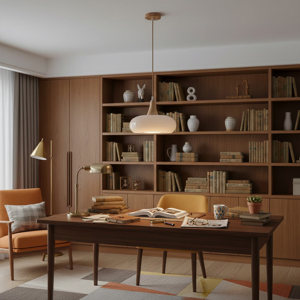 Elara Haus Lámpara Colgante de Vidrio y Madera Nórdica - Luz de Comedor Escandi