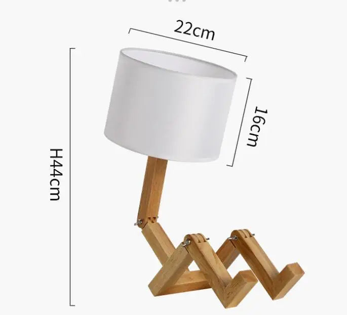 Lámpara de Mesa de Maniquí de Madera Poseable con Pantalla de Tela