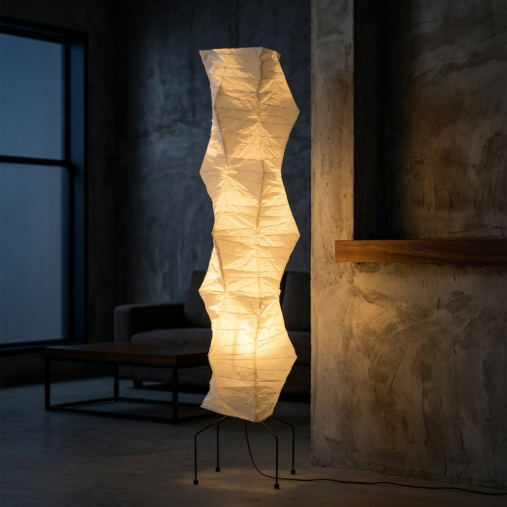 Lámpara de Suelo Escultural de Papel de Arroz Wabi-Sabi