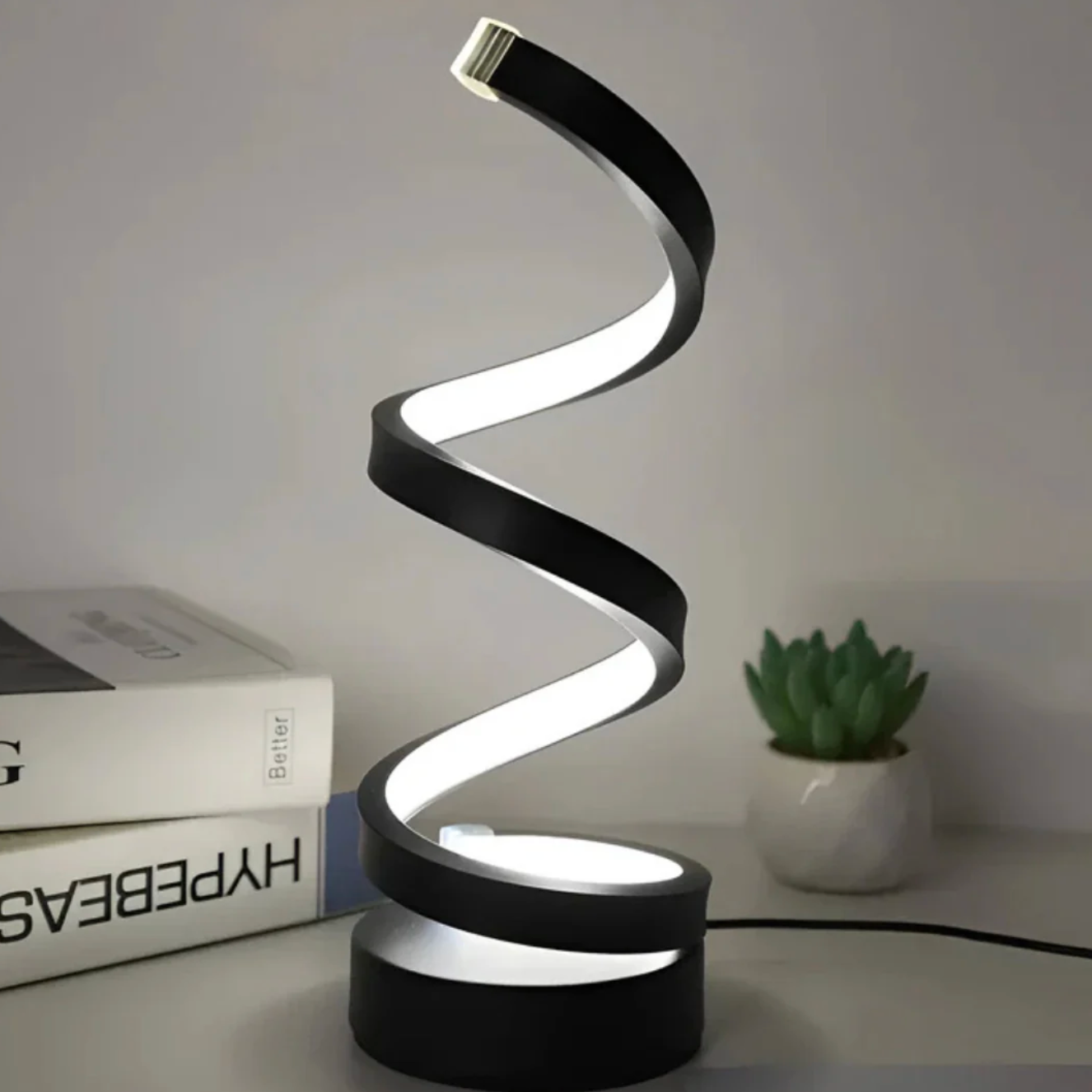 Lámpara de Mesa LED Escultural en Espiral Elara Haus