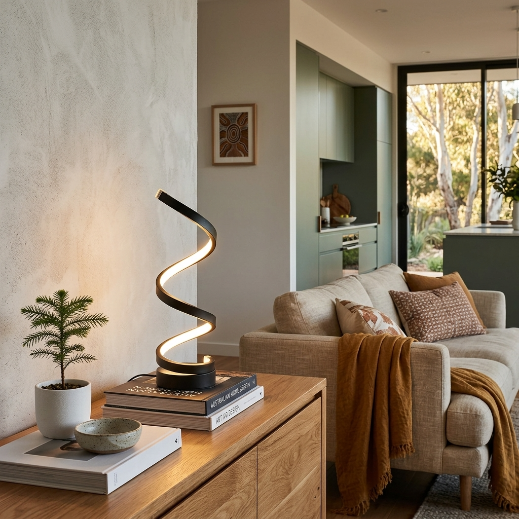 Lámpara de Mesa LED Escultural en Espiral Elara Haus
