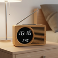 Reloj de Mesa de Madera Estilo Nórdico con Sintonizador de Radio FM