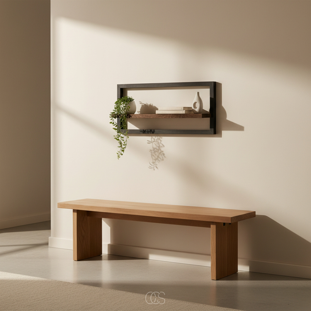 Estante Flotante de Madera y Metal Rústico Estiloso Arte Interior Minimalista