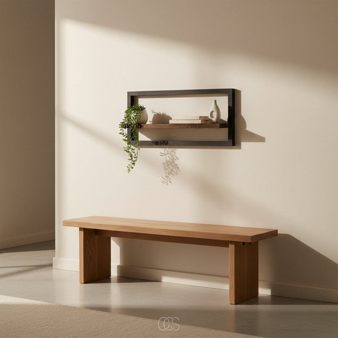 Estante Flotante de Madera y Metal Rústico Estiloso Arte Interior Minimalista