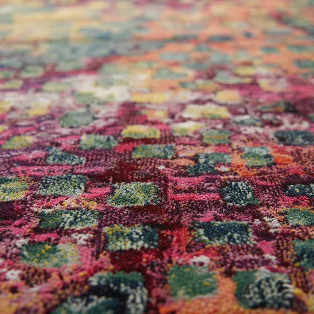 Elara Haus Alfombra de Mezcla de Lana con Diseño Abstracto Vibrante – Patrón Multicolor