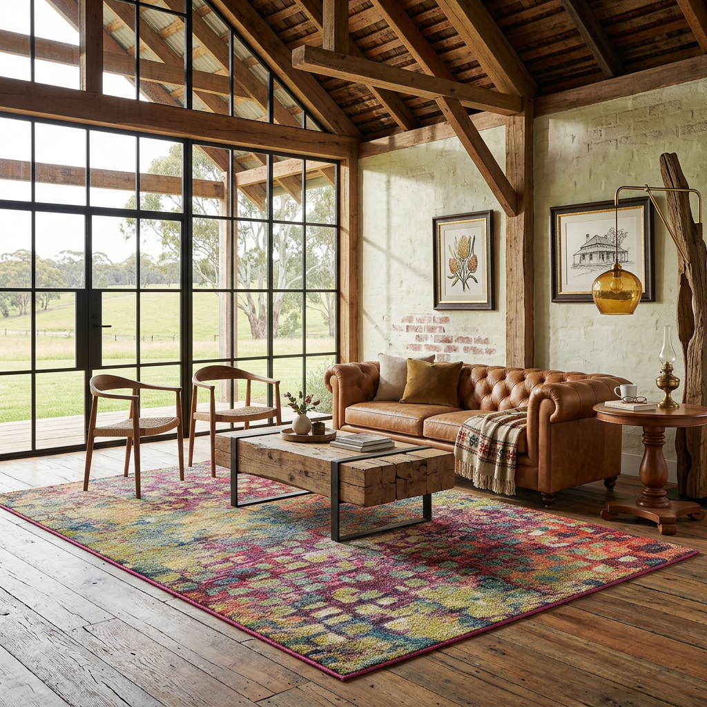 Elara Haus Alfombra de Mezcla de Lana con Diseño Abstracto Vibrante – Patrón Multicolor