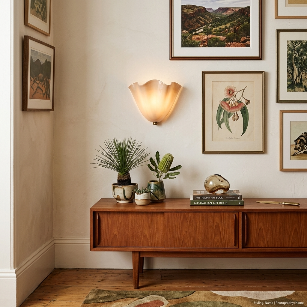 Aplique de Pared de Vidrio Vintage con Bisel