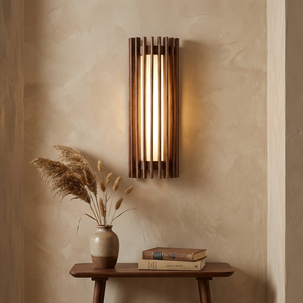 Lámpara de Pared Elara Haus - Aplique de Pared Elegante de Madera de Nogal