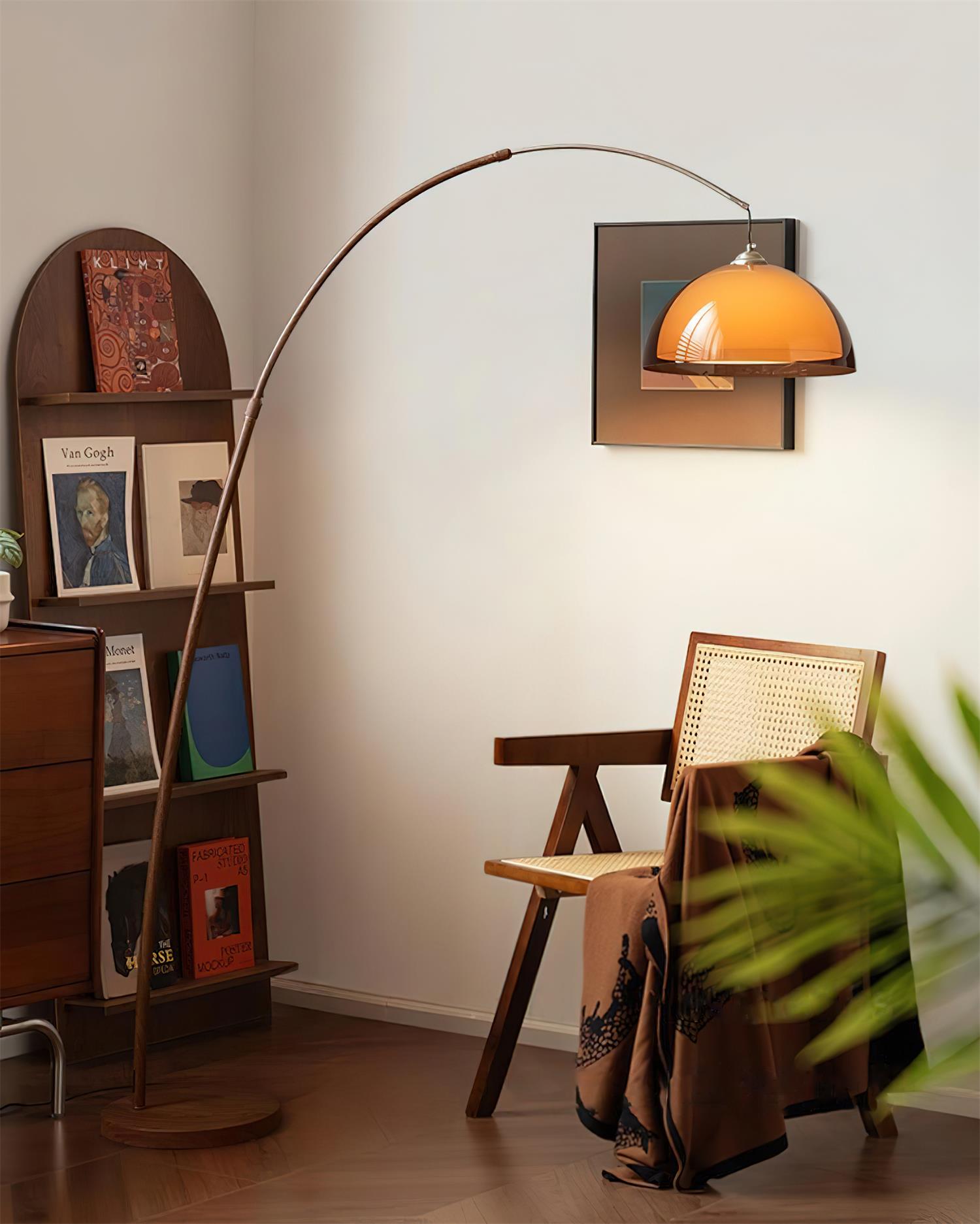 Lámpara de Pie Ventoro Arc - Lámpara Moderna de Pie con Pantalla de Domo Cálido para Sala de Estar