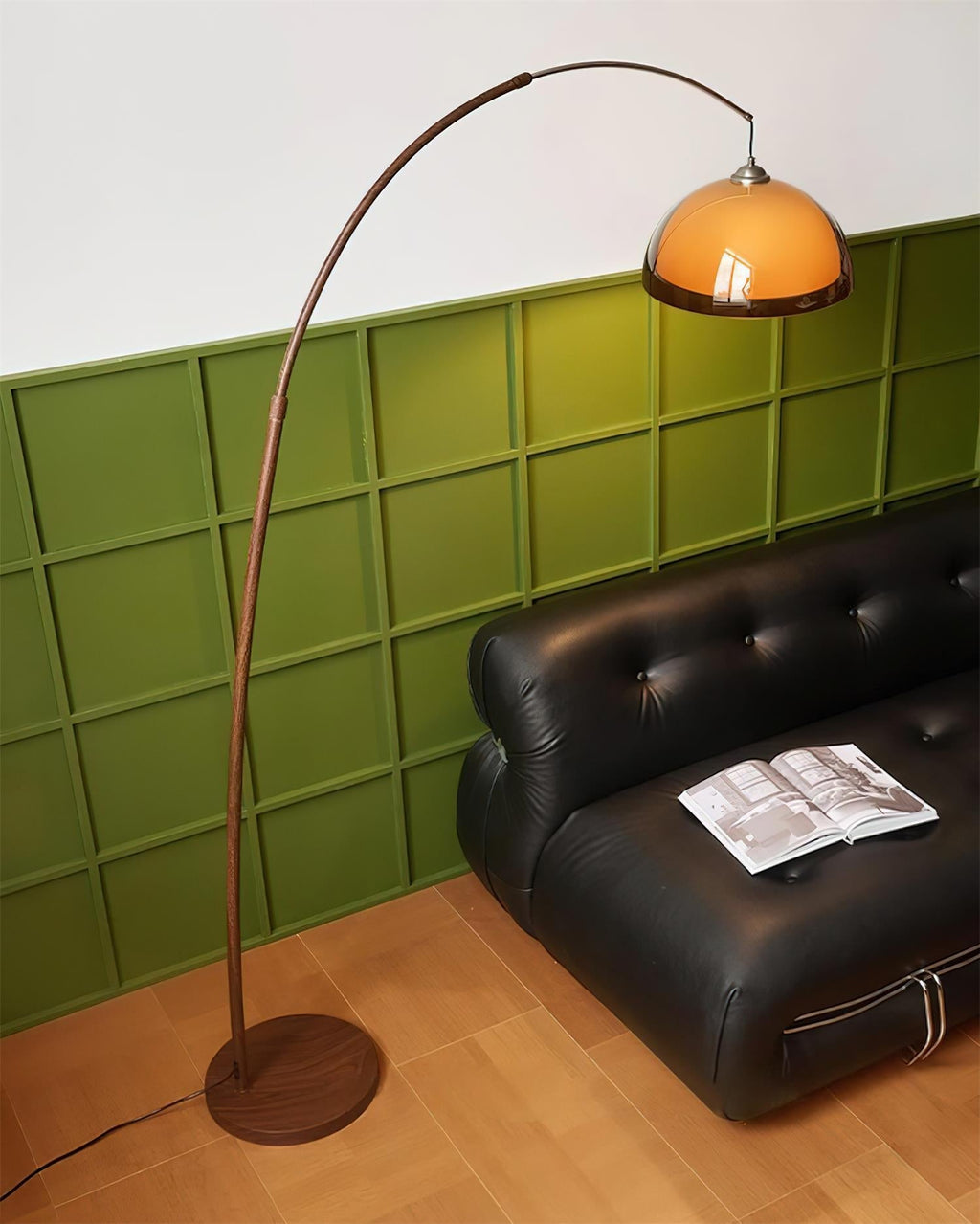 Lámpara de Pie Ventoro Arc - Lámpara Moderna de Pie con Pantalla de Domo Cálido para Sala de Estar