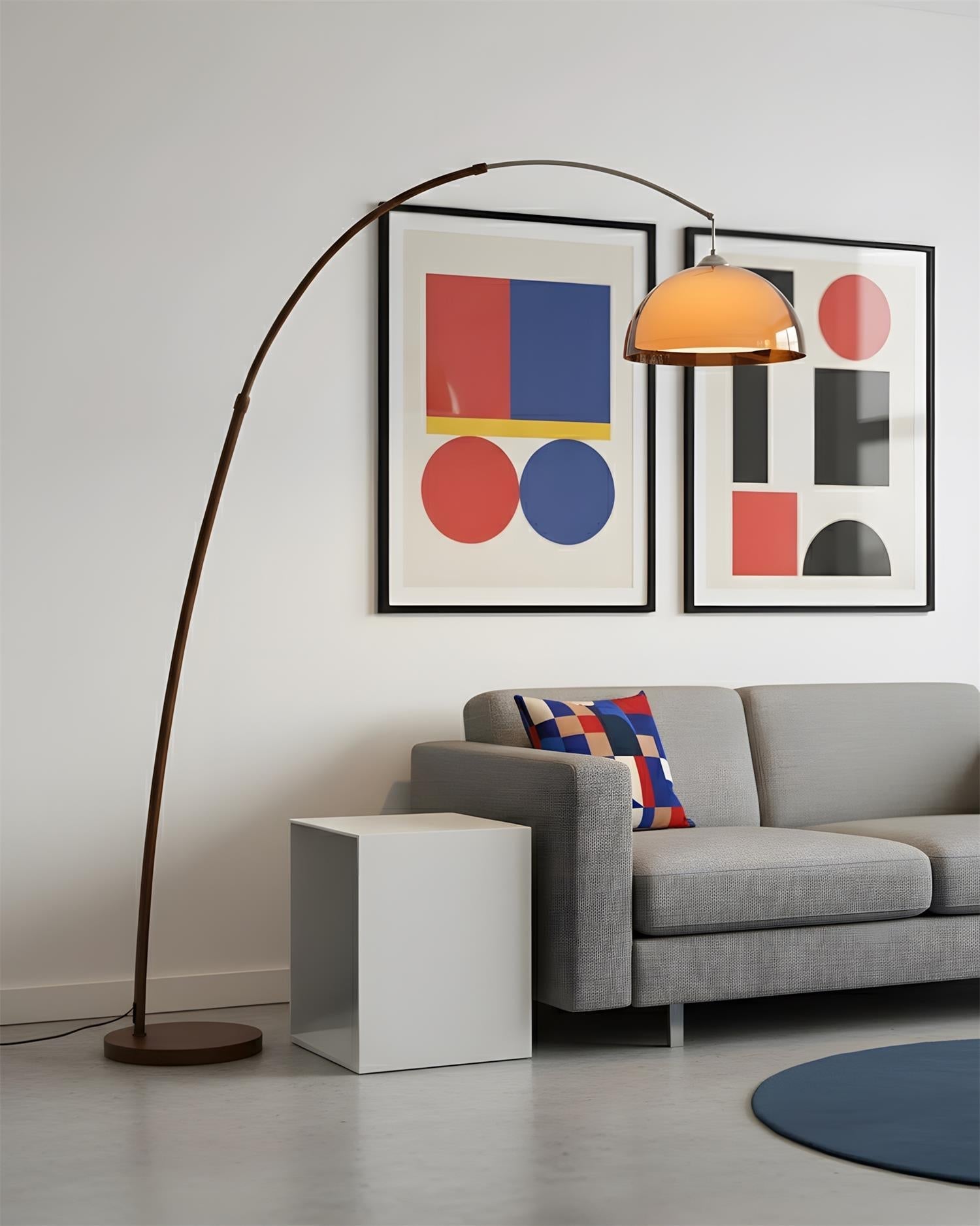 Lámpara de Pie Ventoro Arc - Lámpara Moderna de Pie con Pantalla de Domo Cálido para Sala de Estar