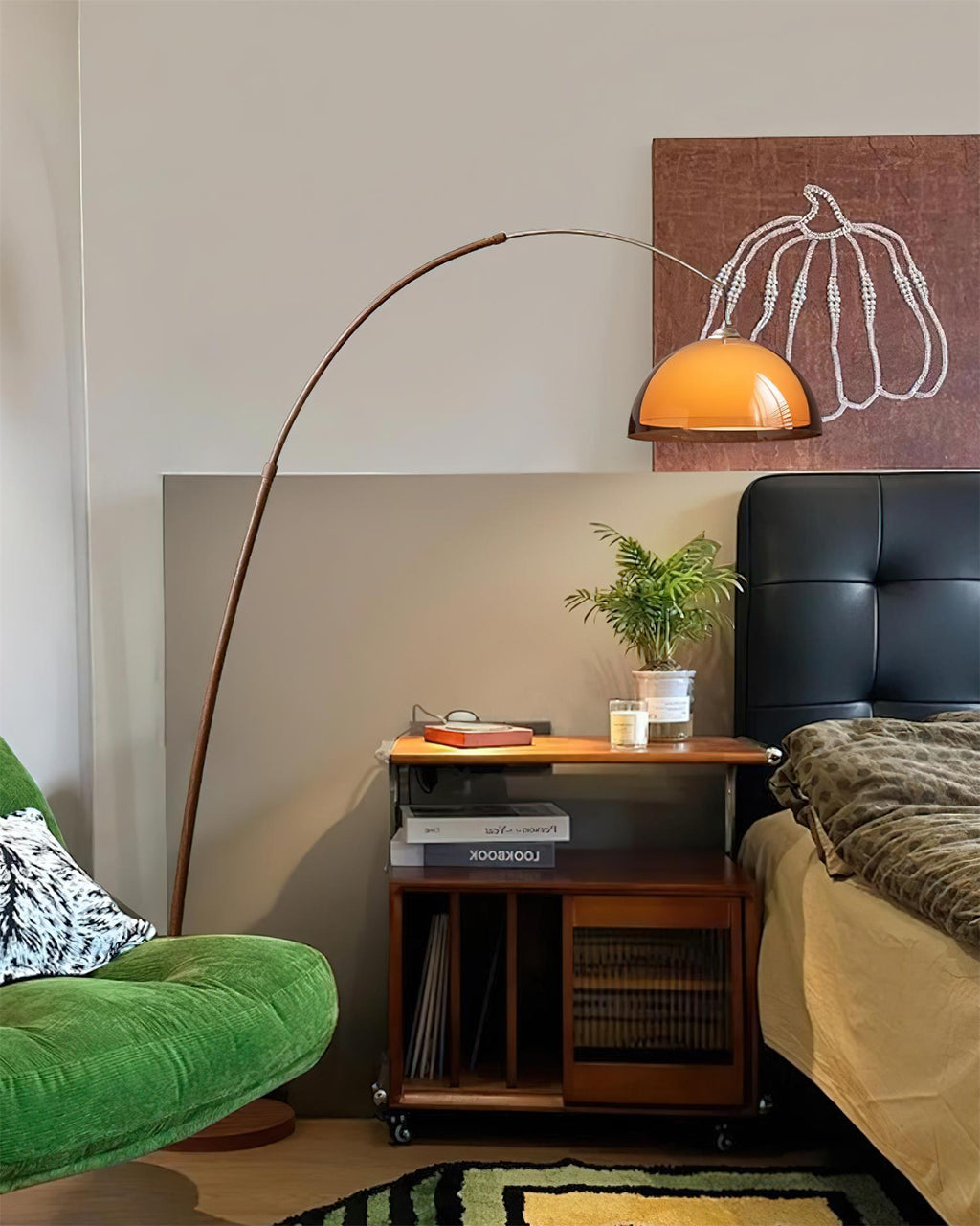 Lámpara de Pie Ventoro Arc - Lámpara Moderna de Pie con Pantalla de Domo Cálido para Sala de Estar