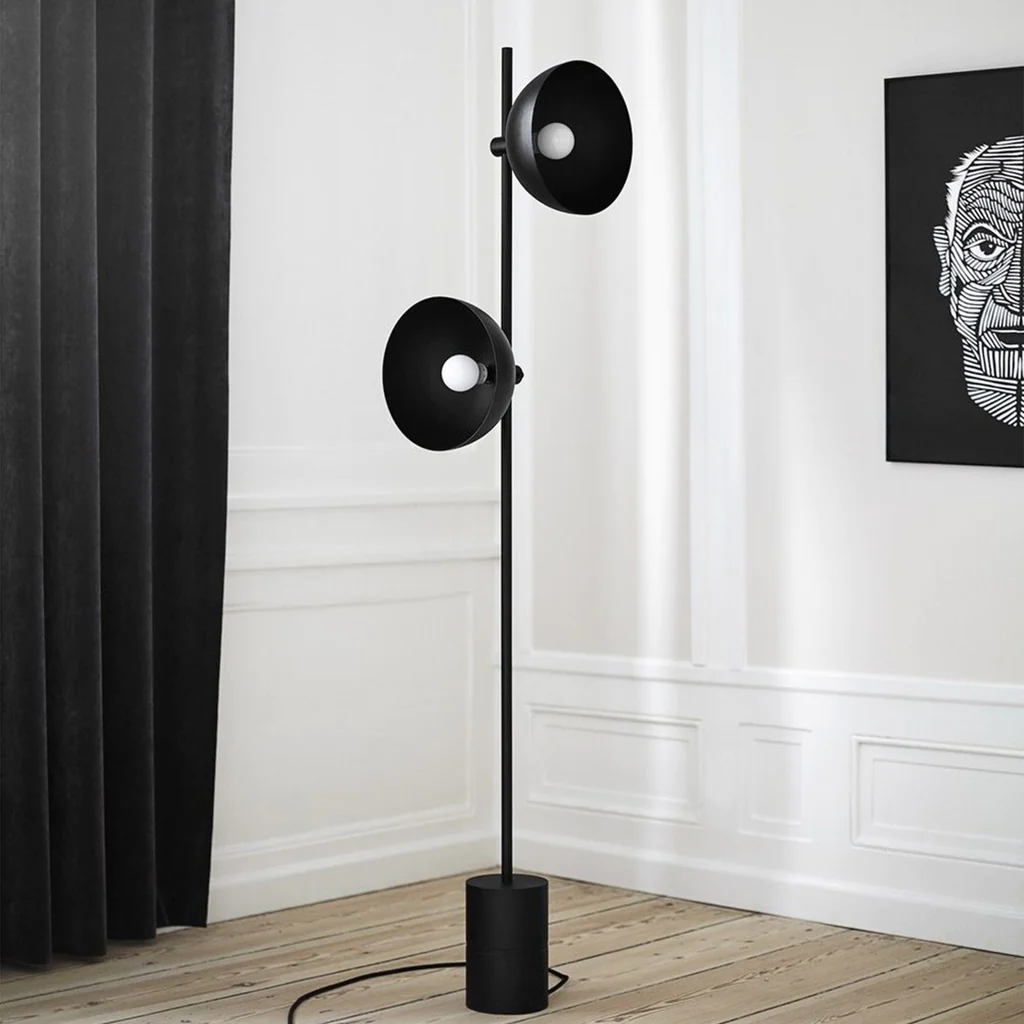 Lámpara de Pie de Mármol Negro Elegante con Diseño Sofisticado