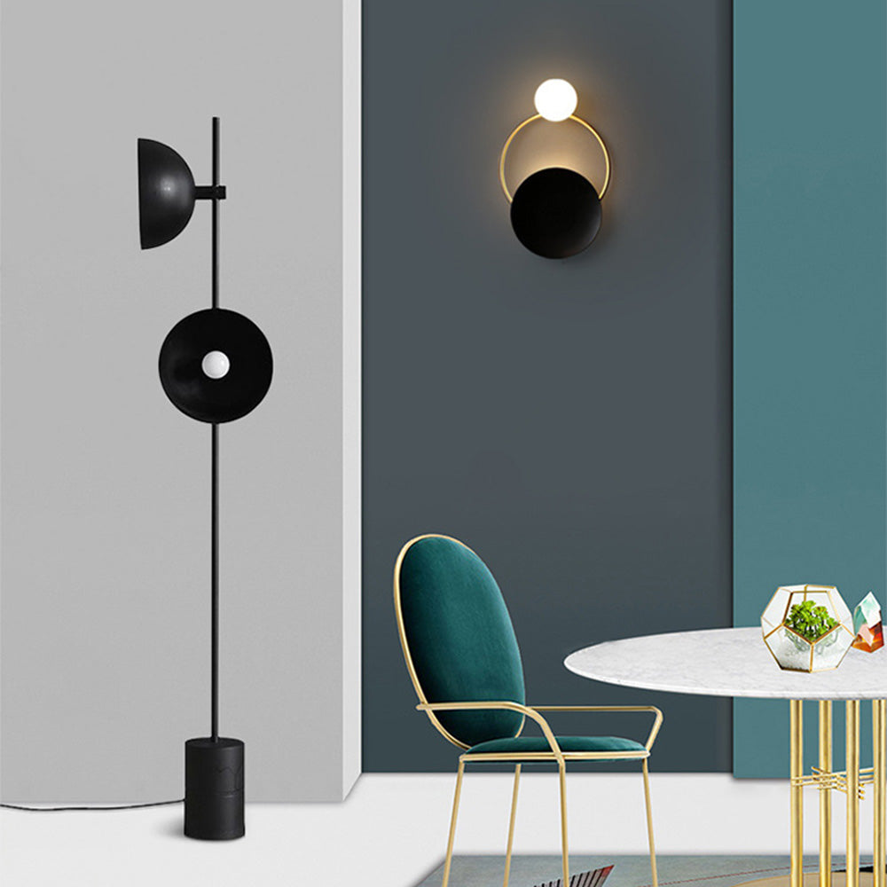Lámpara de Pie de Mármol Negro Elegante con Diseño Sofisticado