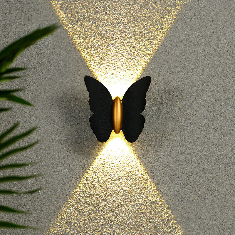 Lámpara de Pared Exterior Elegante con Mariposa - Luz Sconce LED