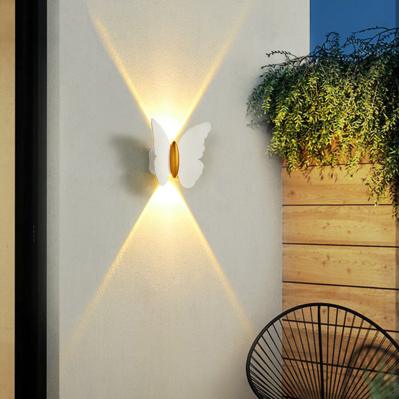 Lámpara de Pared Exterior Elegante con Mariposa - Luz Sconce LED