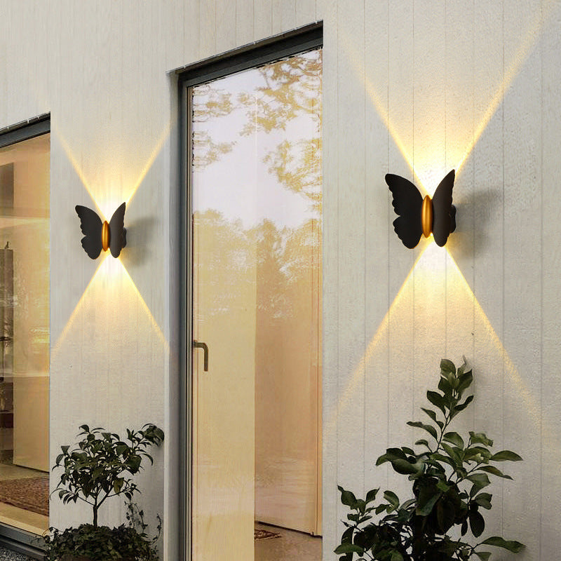 Lámpara de Pared Exterior Elegante con Mariposa - Luz Sconce LED
