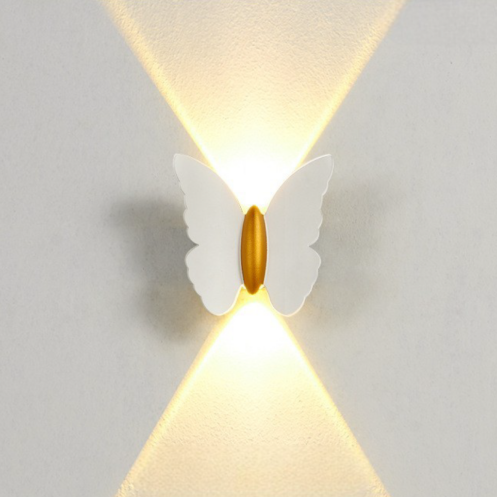 Lámpara de Pared Exterior Elegante con Mariposa - Luz Sconce LED