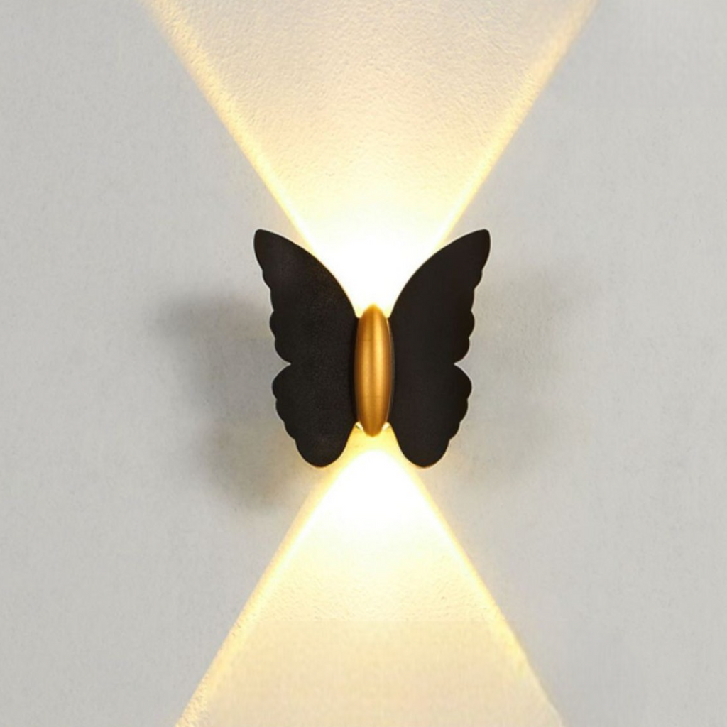 Lámpara de Pared Exterior Elegante con Mariposa - Luz Sconce LED