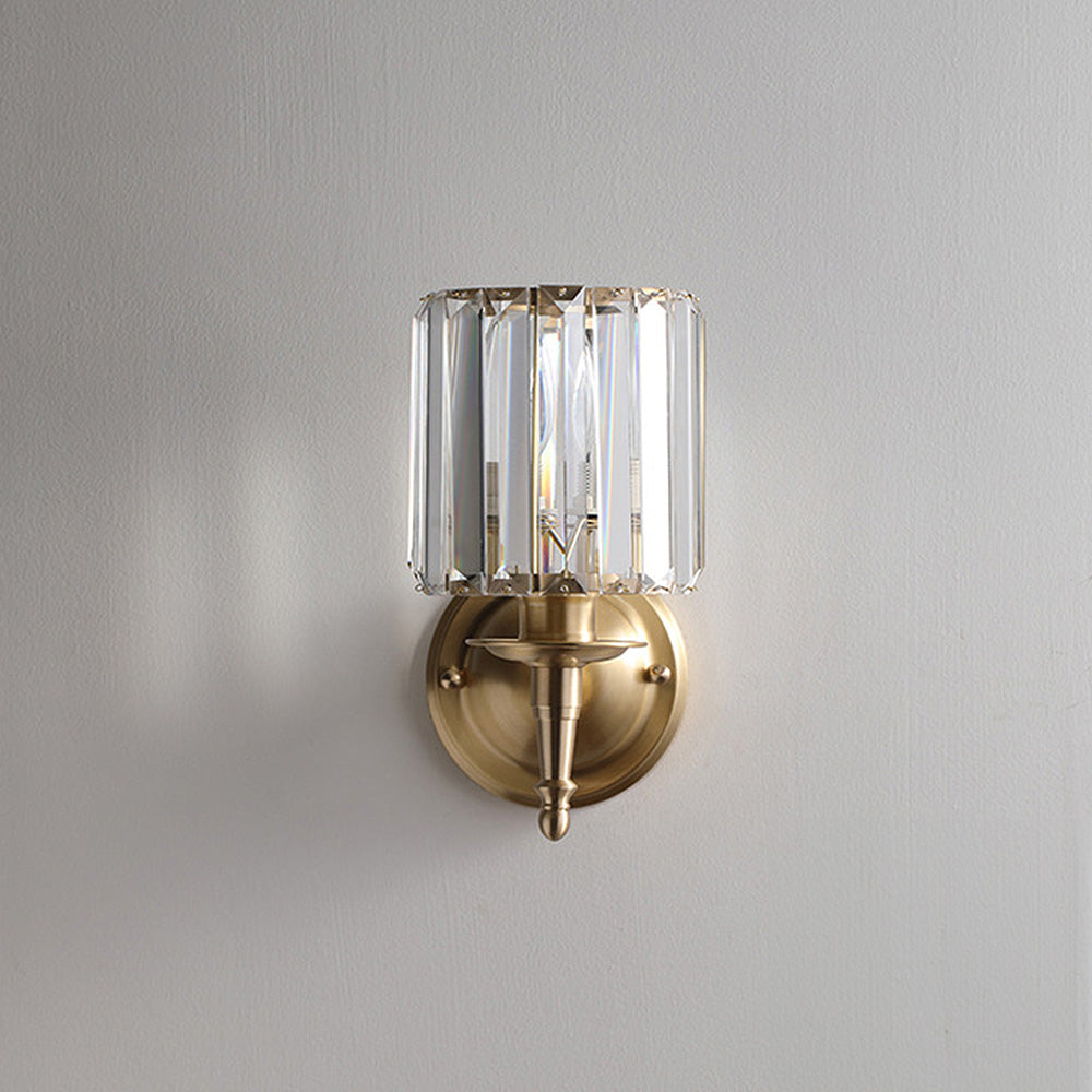 Aplique de Pared de Cristal Elegante en Diseño de Latón Moderno para Decoración del Hogar