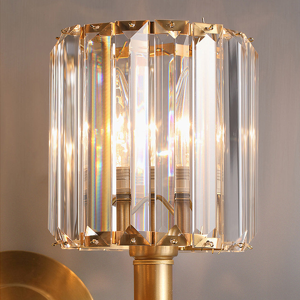 Aplique de Pared de Cristal Elegante en Diseño de Latón Moderno para Decoración del Hogar
