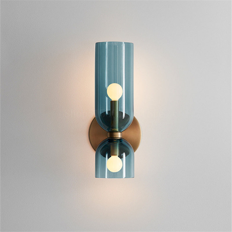 Lámpara de Pared de Doble Cabeza de Vidrio Elegante | Iluminación de Aplique Minimalista Moderna para Sala de Estar o Dormitorio