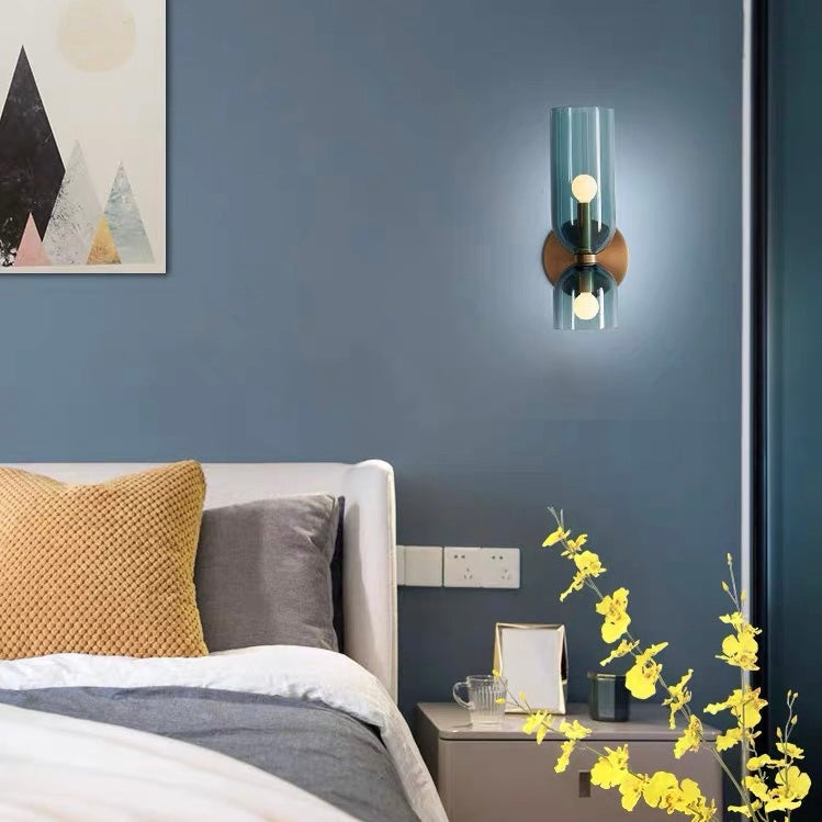 Lámpara de Pared de Doble Cabeza de Vidrio Elegante | Iluminación de Aplique Minimalista Moderna para Sala de Estar o Dormitorio