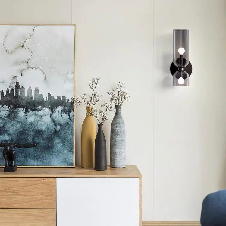 Lámpara de Pared de Doble Cabeza de Vidrio Elegante | Iluminación de Aplique Minimalista Moderna para Sala de Estar o Dormitorio