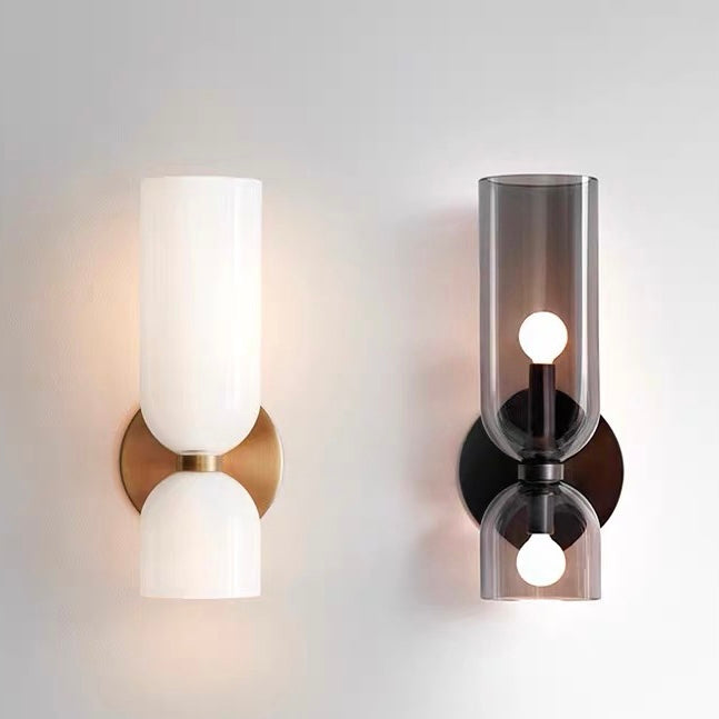 Lámpara de Pared de Doble Cabeza de Vidrio Elegante | Iluminación de Aplique Minimalista Moderna para Sala de Estar o Dormitorio