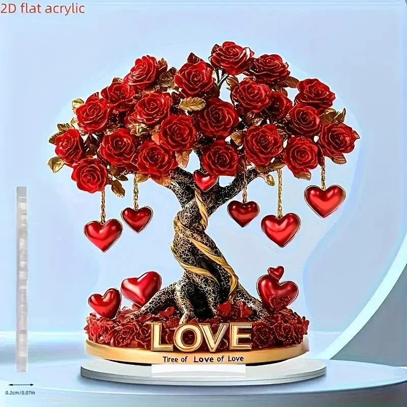 GEMA NOBLEHEART – Elegante árbol de rosas de cristal en forma de corazón con base dorada