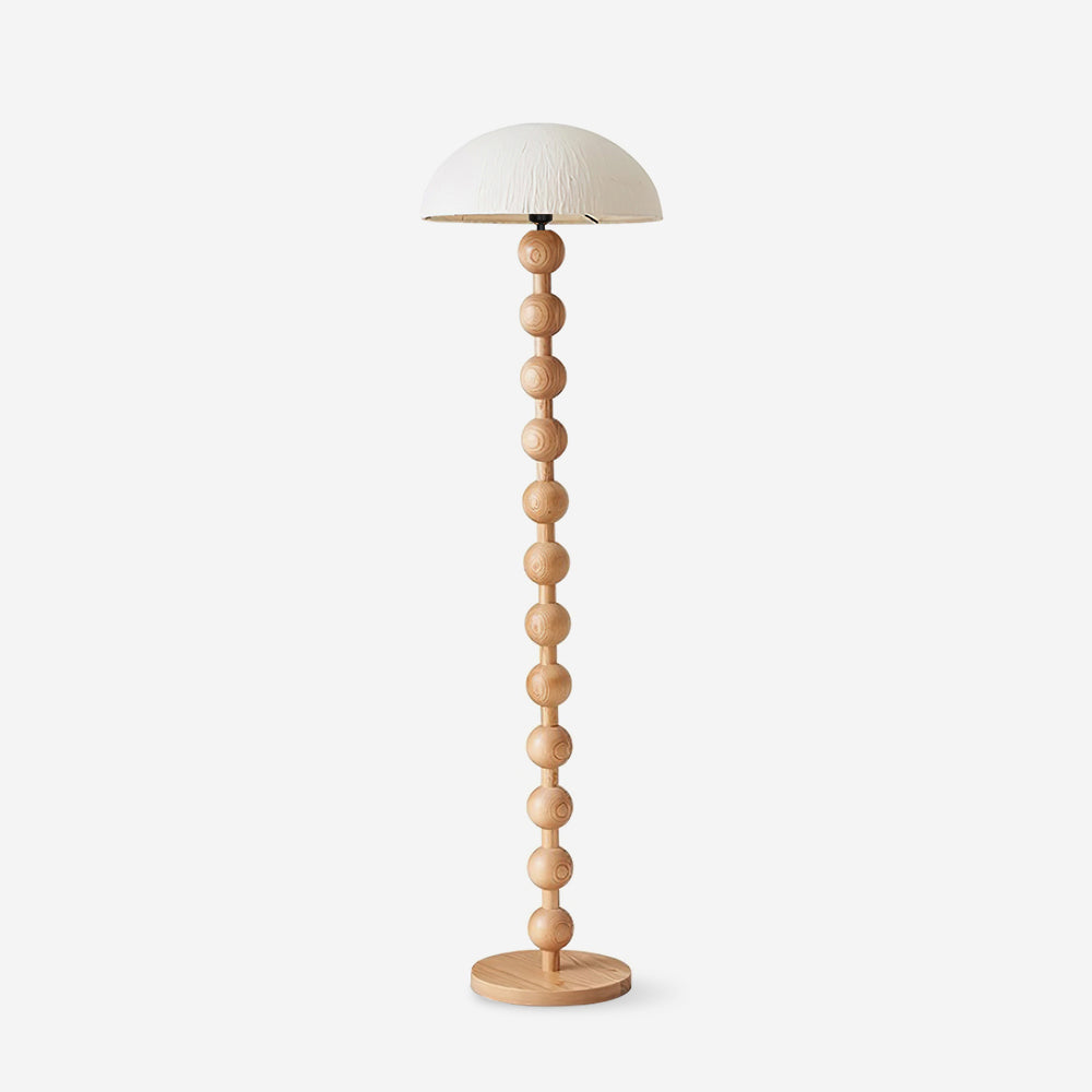Lámpara de Pie de Perlas de Madera Elegante - Diseño Moderno con Pantalla de Papel de Arroz para Sala de Estar