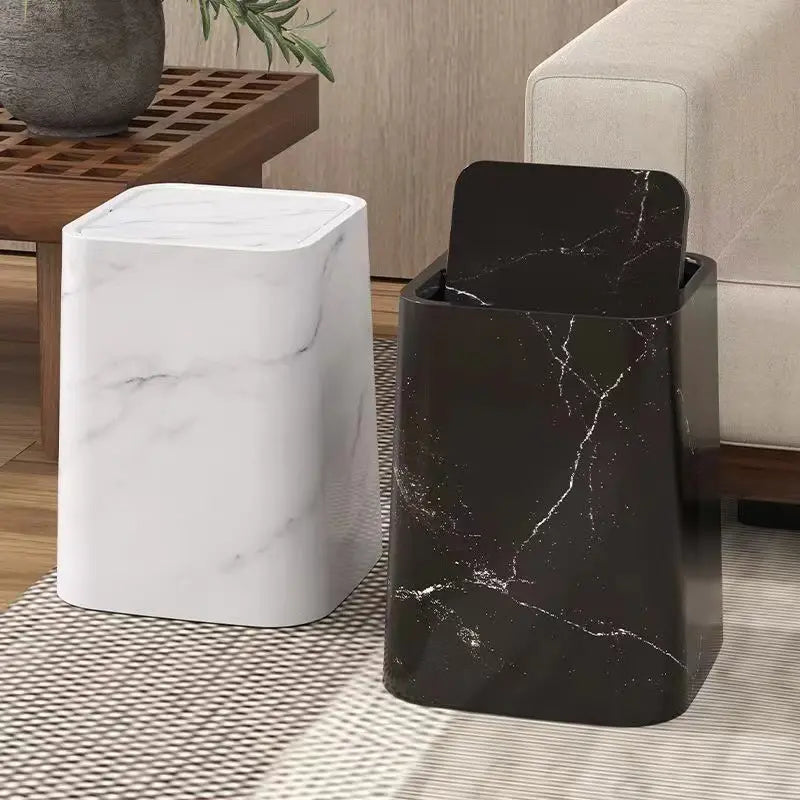 Kalsten | Elegante cubo de basura con diseño de mármol y tapa oscilante