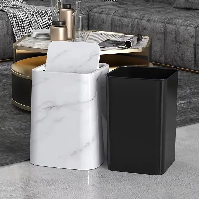 Kalsten | Elegante cubo de basura con diseño de mármol y tapa oscilante