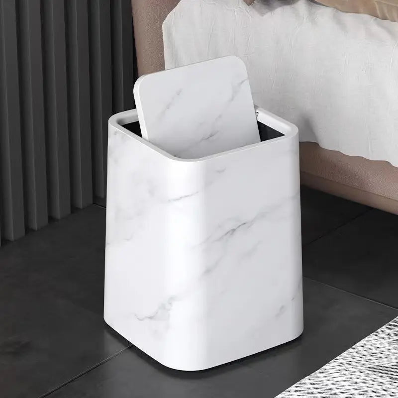 Kalsten | Elegante cubo de basura con diseño de mármol y tapa oscilante