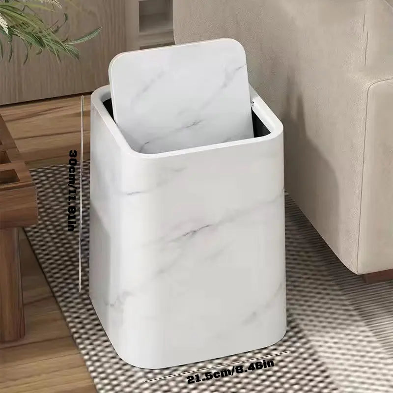 Kalsten | Elegante cubo de basura con diseño de mármol y tapa oscilante
