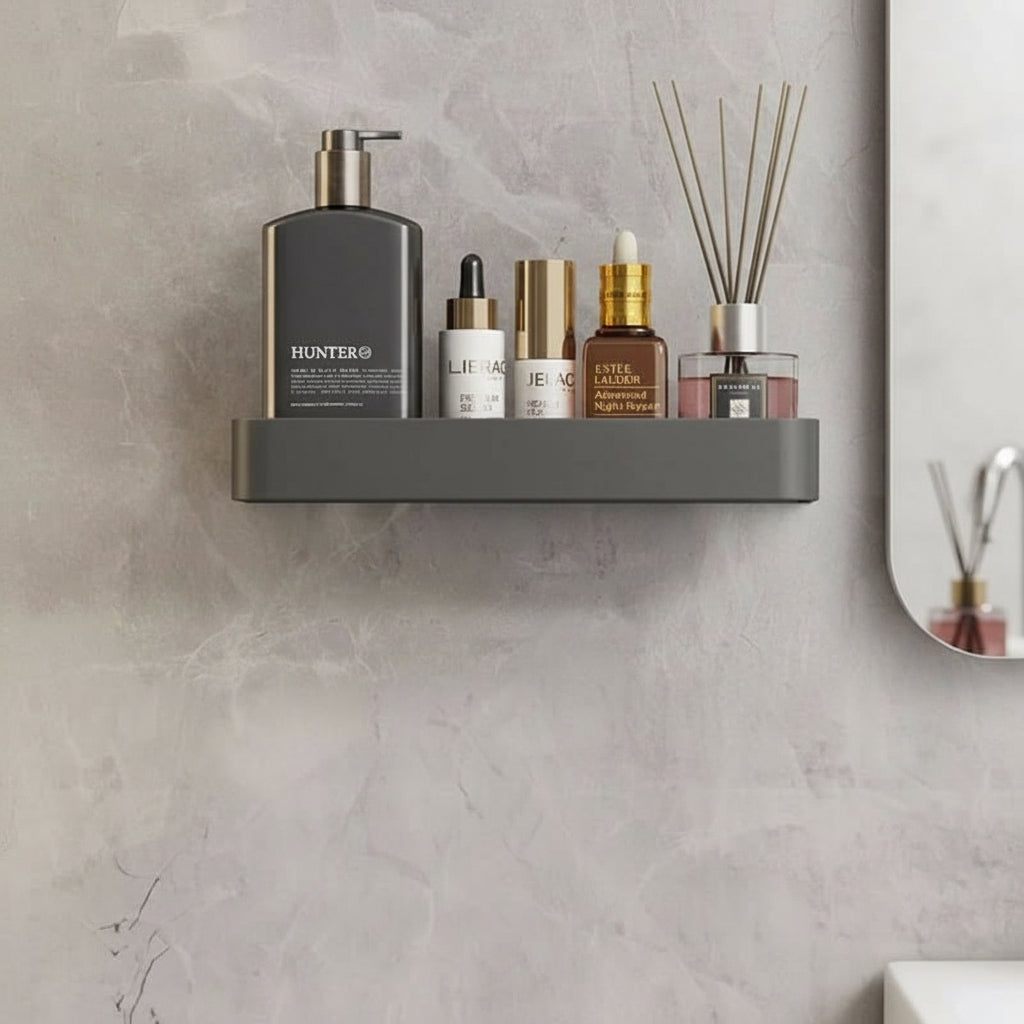 AQUASHELF – Estantería de pared elegante para el baño con soporte para toallas y montaje sin perforación