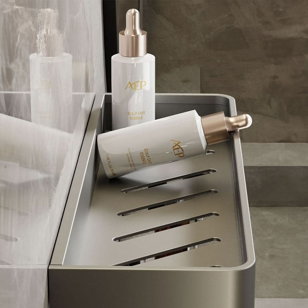 AQUASHELF – Estantería de pared elegante para el baño con soporte para toallas y montaje sin perforación