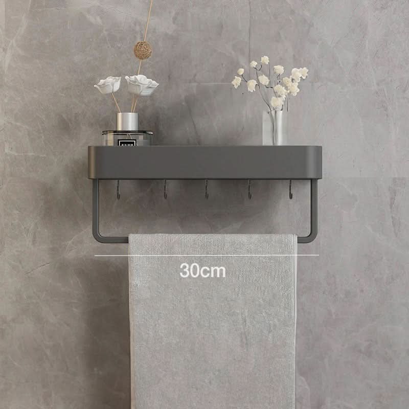 AQUASHELF – Estantería de pared elegante para el baño con soporte para toallas y montaje sin perforación